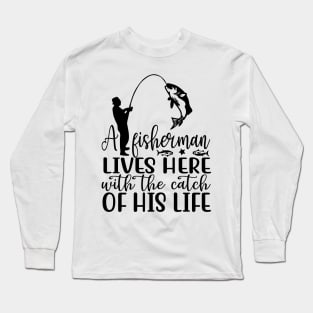 Wishing I Was Fishing - Less Talk More Fishing - Gift For Fishing Lovers, Fisherman - Black And White Simple Font Long Sleeve T-Shirt